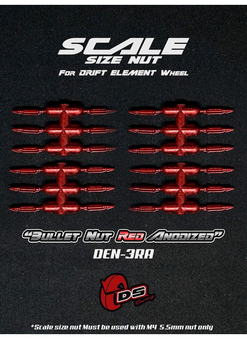 DS Racing Bullet Scale Nut for DE Wheel (24) / Red Anodized