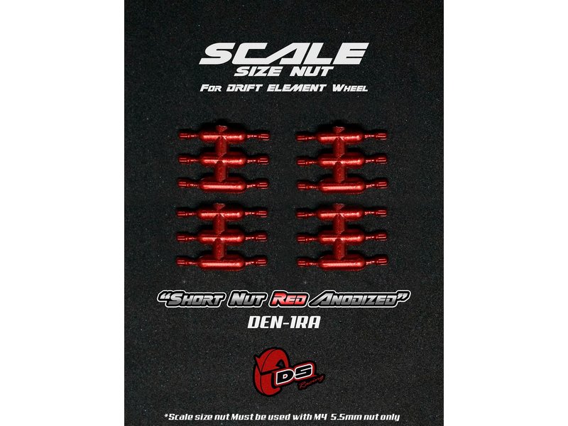 DS Racing Short Scale Nut for Drift Element Wheel (24pcs) / Red Anodized