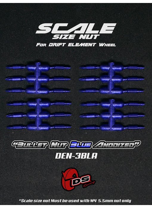 DS Racing Bullet Scale Nut for DE Wheel (24) / Blue Anodized