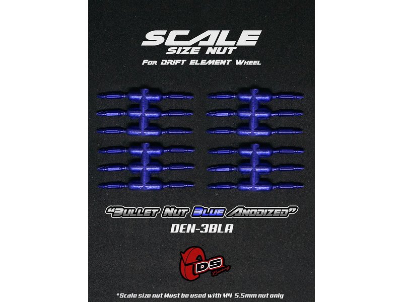 DS Racing Bullet Scale Nut for Drift Element Wheel (24pcs) / Blue Anodized
