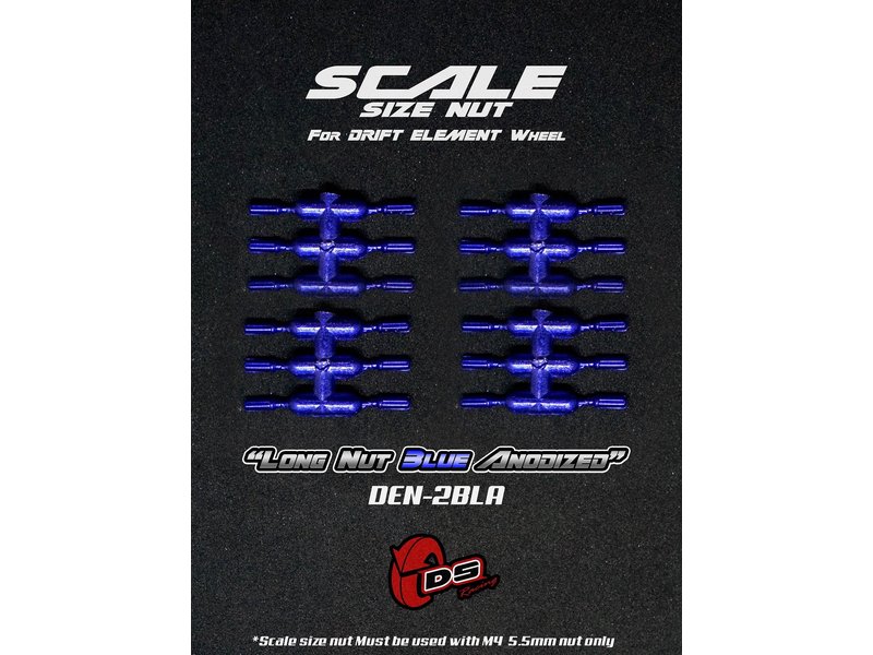 DS Racing Long Scale Nut for Drift Element Wheel (24pcs) / Blue Anodized