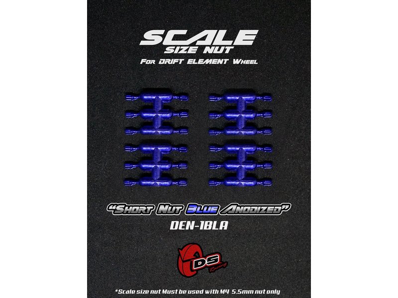 DS Racing Short Scale Nut for Drift Element Wheel (24pcs) / Blue Anodized