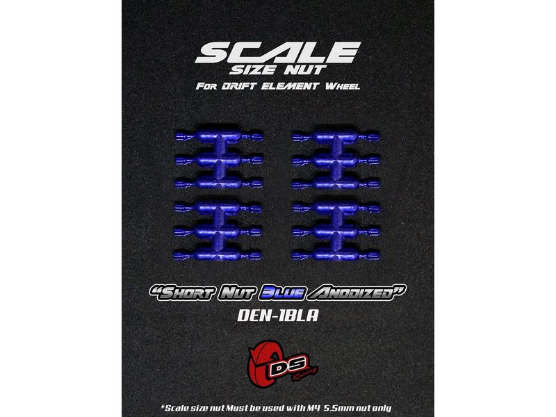 DS Racing Short Scale Nut for Drift Element Wheel (24pcs) / Blue Anodized