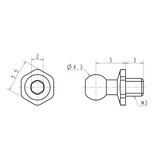 ReveD SPM Titanium Rod End Ball SS / φ4.3mm / Screw Length 3.0mm (2pcs)