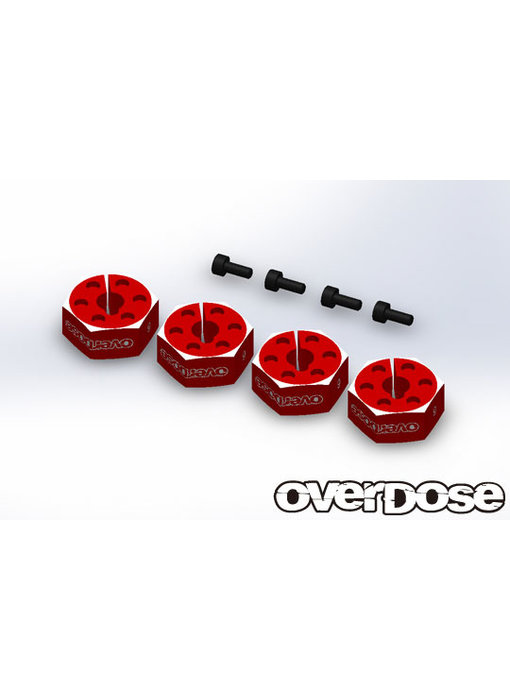 Overdose Alum. Wheel Hub Set 6mm / Red (4)