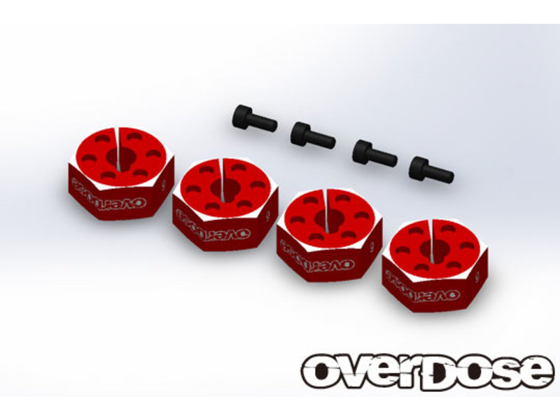 Overdose Aluminum Wheel Hub Set 6mm / Color: Red (4pcs)