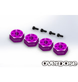 Overdose Aluminum Wheel Hub Set 6mm / Color: Purple (4pcs)