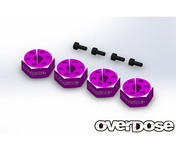 Overdose Alum. Wheel Hub Set 6mm / Purple (4)