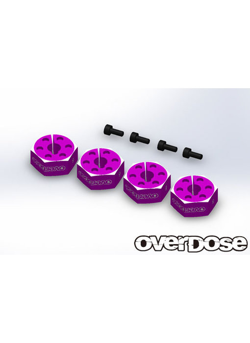 Overdose Alum. Wheel Hub Set 6mm / Purple (4)