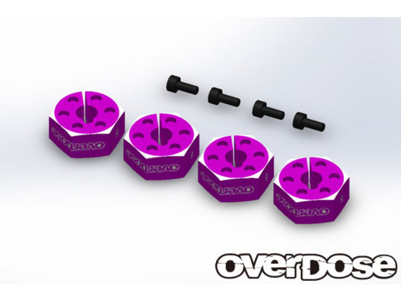 Overdose Aluminum Wheel Hub Set 6mm / Color: Purple (4pcs)