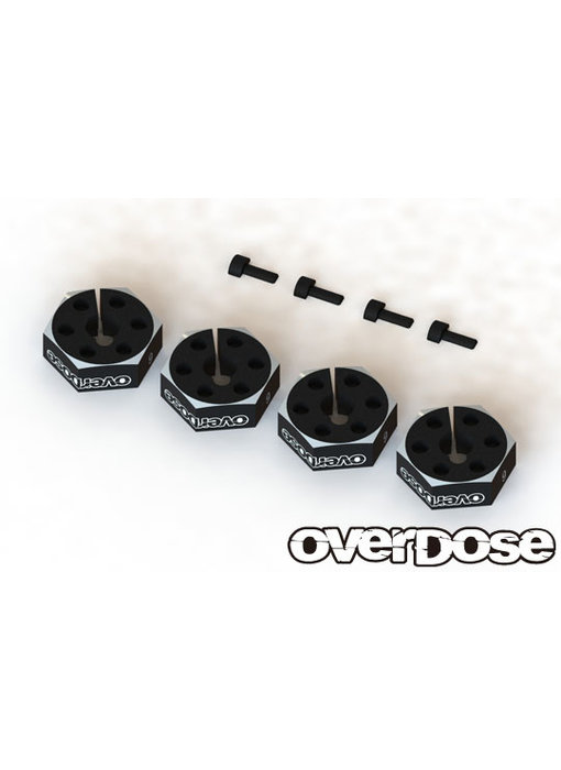 Overdose Alum. Wheel Hub Set 6mm / Black (4)
