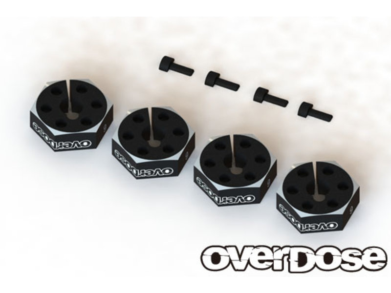 Overdose Aluminum Wheel Hub Set 6mm / Color: Black (4pcs)