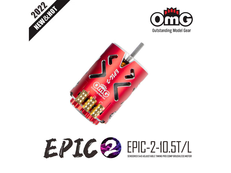 RC OMG EPIC-2-10.5T/L/RD - EPIC-2 Brushless Motor 10.5T / Color: Red