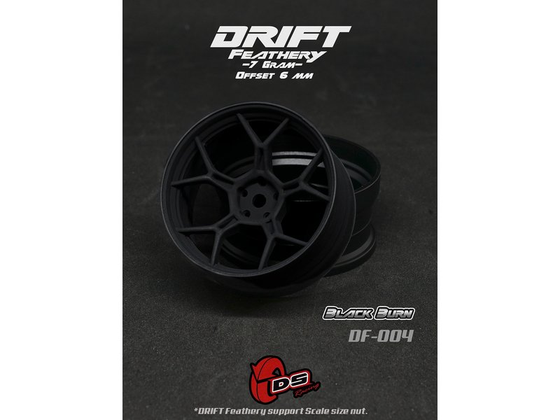 DS Racing Drift Feathery 5Y Spoke Wheel (2pcs) / Black Burn 2K / +6mm offset