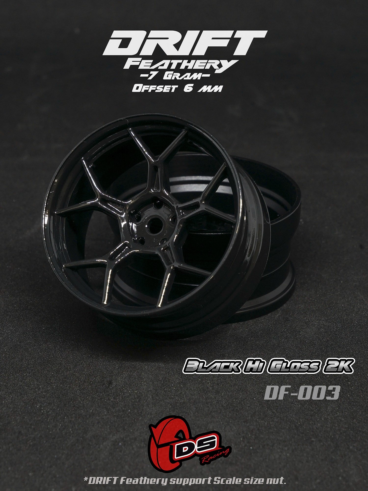 Drift Feathery 5Y Spoke Wheel - Black Hi Gloss 2K Drift Feathery 5Y Spoke Wheel - Black Hi Gloss 2K