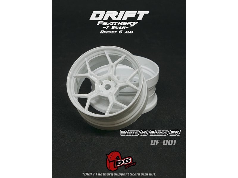 DS Racing Drift Feathery 5Y Spoke Wheel (2pcs) / White Hi Gloss 2K / +6mm offset