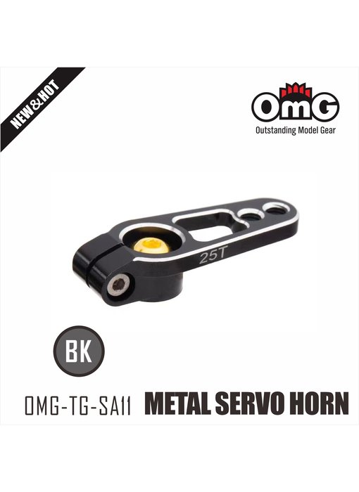 RC OMG Metal Servo Horn with Steel Screws 25T - Black