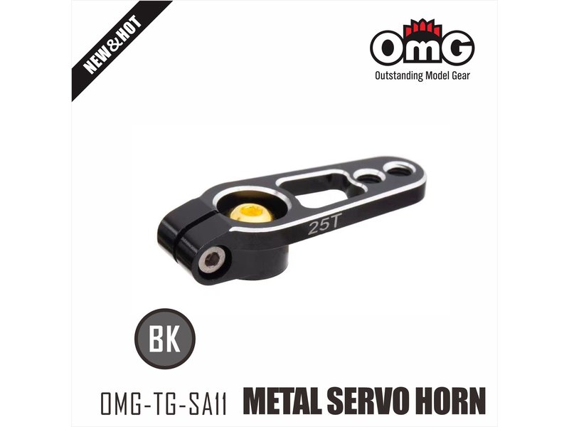 RC OMG TG-SA11/BK - Metal Servo Horn with Steel Screws 25T - Black