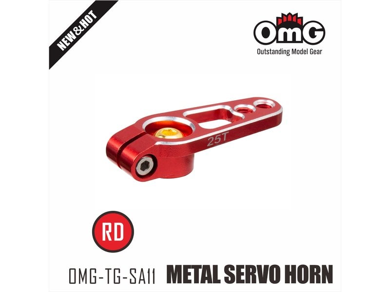 RC OMG TG-SA11/RD - Metal Servo Horn with Steel Screws 25T - Red