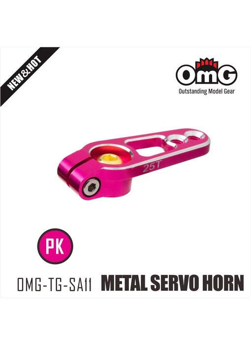 RC OMG Metal Servo Horn with Steel Screws 25T - Pink