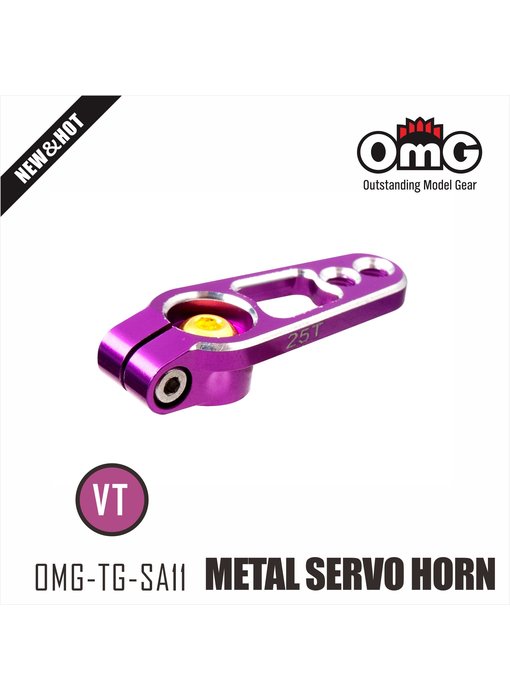 RC OMG Metal Servo Horn with Steel Screws 25T - Purple
