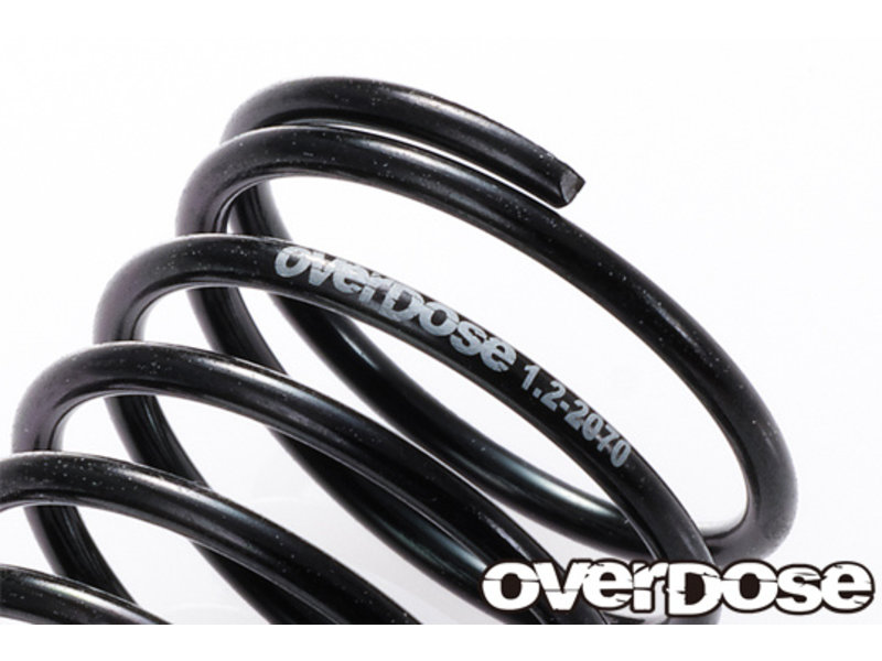 Overdose High Performance Twin Spring 1.2-2070 φ1.2, 7 coil, 20mm with Helper Spring / Color: Black (2pcs)