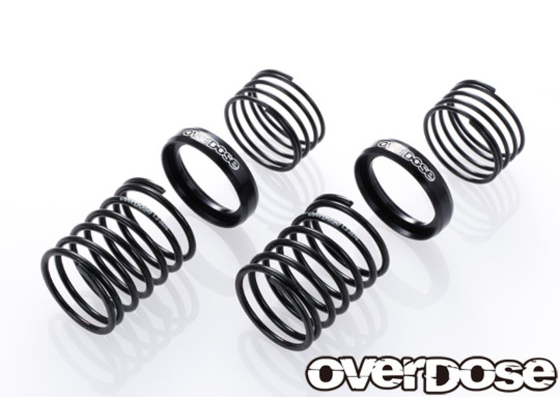 Overdose High Performance Twin Spring 1.2-2070 φ1.2, 7 coil, 20mm with Helper Spring / Color: Black (2pcs)