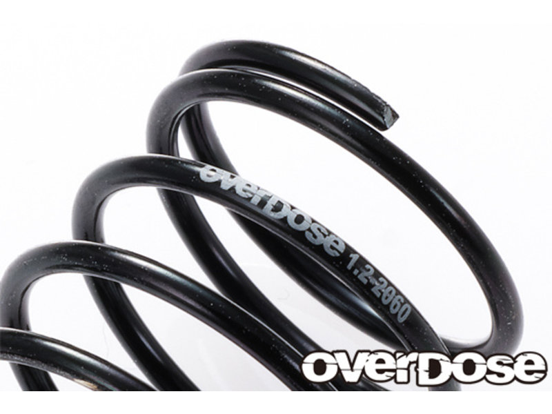 Overdose High Performance Twin Spring 1.2-2060 φ1.2, 6 coil, 20mm with Helper Spring / Color: Black (2pcs)