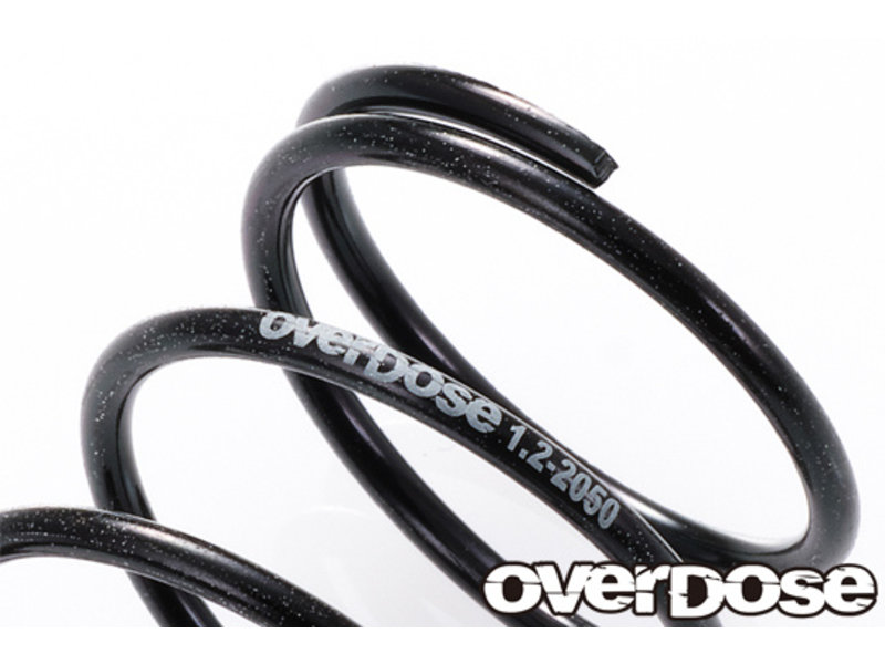 Overdose High Performance Twin Spring 1.2-2050 φ1.2, 5 coil, 20mm with Helper Spring / Color: Black (2pcs)