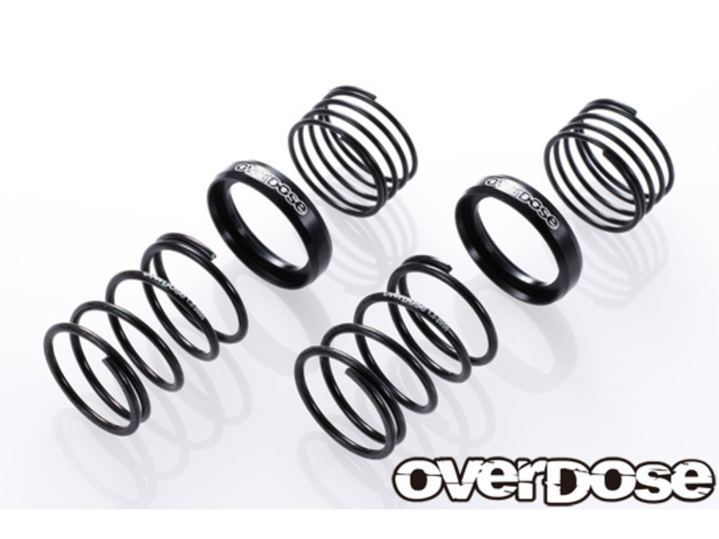 Overdose High Performance Twin Spring 1.2-2050 φ1.2, 5 coil, 20mm with Helper Spring / Color: Black (2pcs)