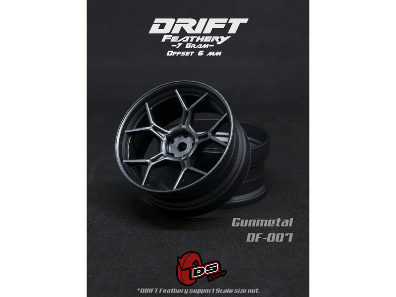 DS Racing Drift Feathery 5Y Spoke Wheel (2pcs) / Gunmetal / +6mm offset