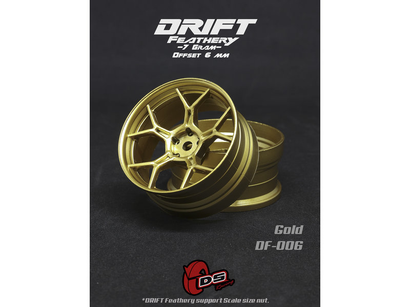 DS Racing Drift Feathery 5Y Spoke Wheel (2pcs) / Gold / +6mm offset