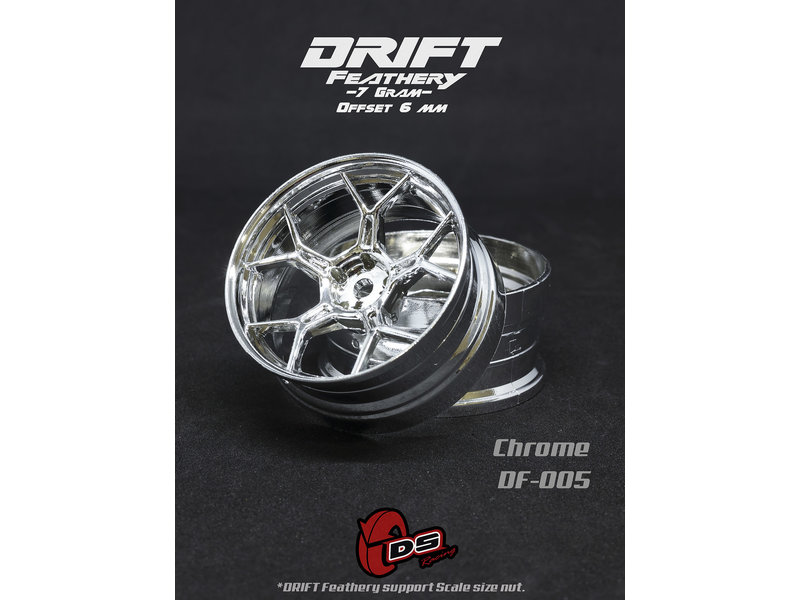 DS Racing Drift Feathery 5Y Spoke Wheel (2pcs) / Chrome / +6mm offset