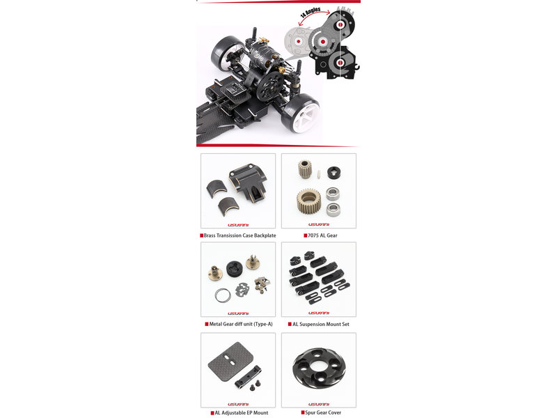 Usukani US88450 - NGE-PRO 2WD 1/10 Chassis Kit