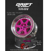 DS Racing Drift Element 6 Spoke Wheel Adj. Offset (2pcs) / Pink Face / Chrome Lip with Black Rivets