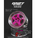 DS Racing Drift Element 5 Spoke Wheel Adj. Offset (2pcs) / Pink Face / Chrome Lip with Black Rivets