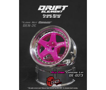 DS Racing DE 5 Spoke Wheel (2) / Pink / Chrome Lip