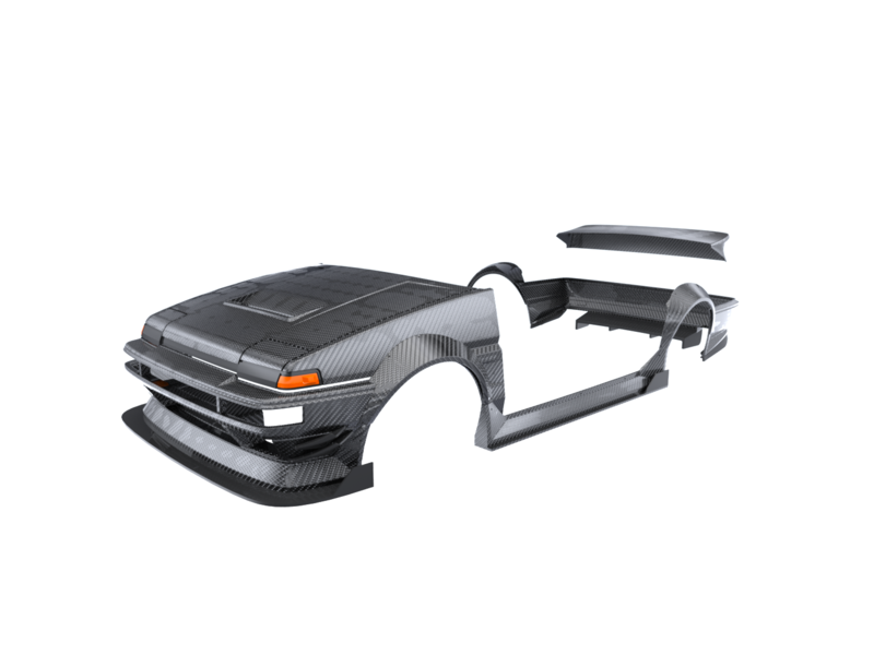 Rc Arlos - AF-JR86WK - J-Run Wide Body Kit for Toyota AE86 Trueno - Drifted