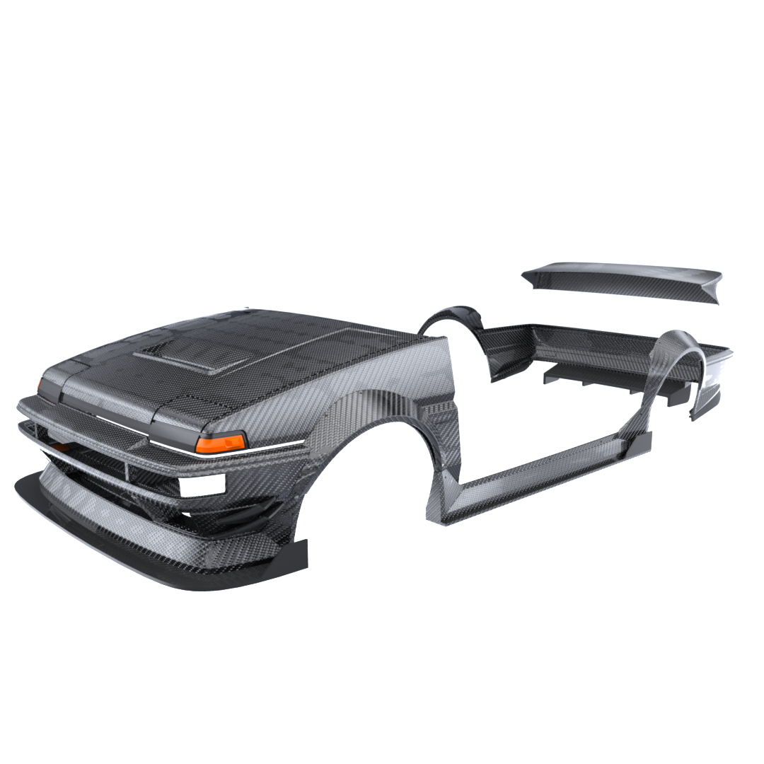 Rc Arlos - AF-JR86WK - J-Run Wide Body Kit for Toyota AE86 Trueno - Drifted