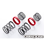 Overdose High Performance Twin Spring 1.2-2050 φ1.2, 5 coil, 20mm with Helper Spring / Color: Red (2pcs)