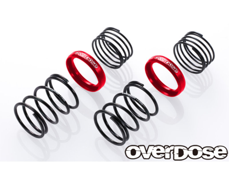 Overdose High Performance Twin Spring 1.2-2050 φ1.2, 5 coil, 20mm with Helper Spring / Color: Red (2pcs)