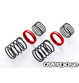 Overdose High Performance Twin Spring 1.2-2060 φ1.2, 6 coil, 20mm with Helper Spring / Color: Red (2pcs)