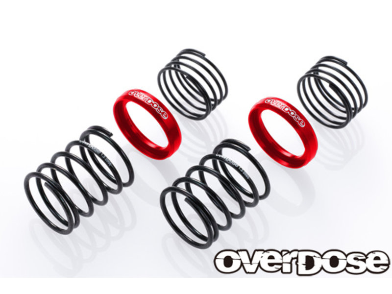 Overdose High Performance Twin Spring 1.2-2060 φ1.2, 6 coil, 20mm with Helper Spring / Color: Red (2pcs)