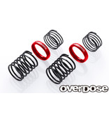 Overdose High Performance Twin Spring 1.2-2070 φ1.2, 7 coil, 20mm with Helper Spring / Color: Red (2pcs)