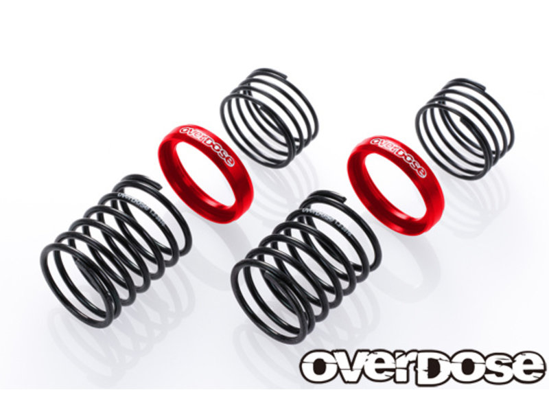 Overdose High Performance Twin Spring 1.2-2070 φ1.2, 7 coil, 20mm with Helper Spring / Color: Red (2pcs)