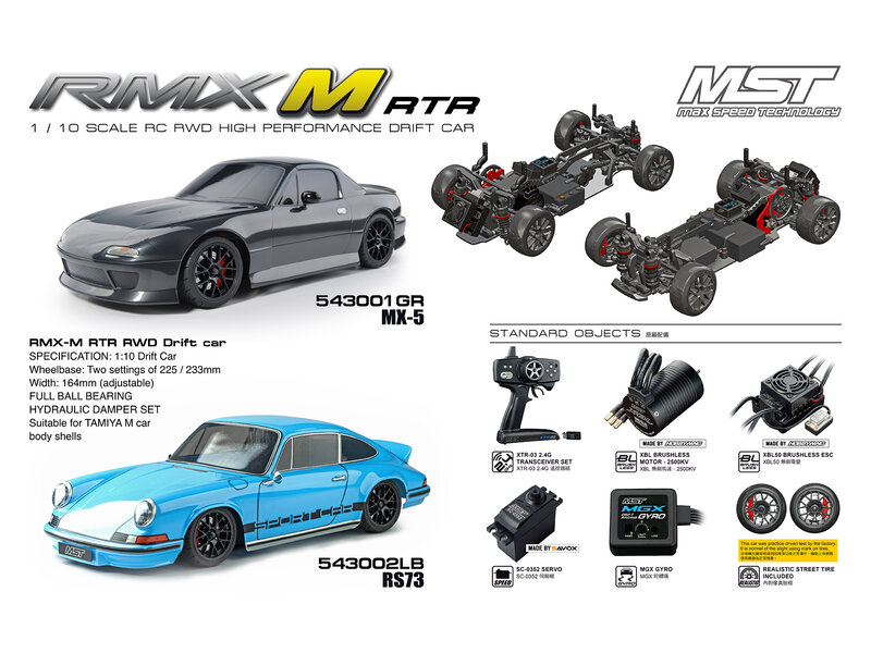 MST RMX-M 2WD 1/10 Mini Drift Car RTR - Brushless / Body: MX-5 (Mazda MX-5) - Grey