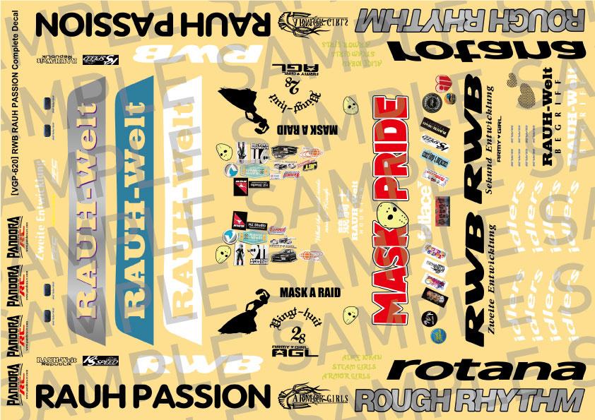 Pandora RC RWB “RAUH PASSION” Complete Decal Pandora RC RWB “RAUH PASSION” Complete Decal