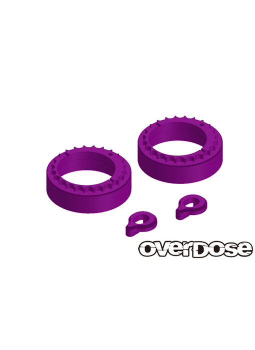Overdose Alum. Bearing Adaptor & Bearing Stopper Set for GALM series / Purple