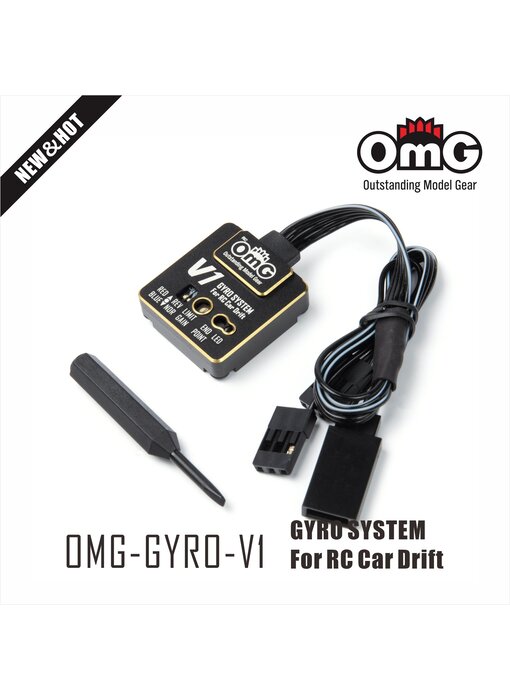 RC OMG Gyro V1 for Drift Car / Black with Gold Edge