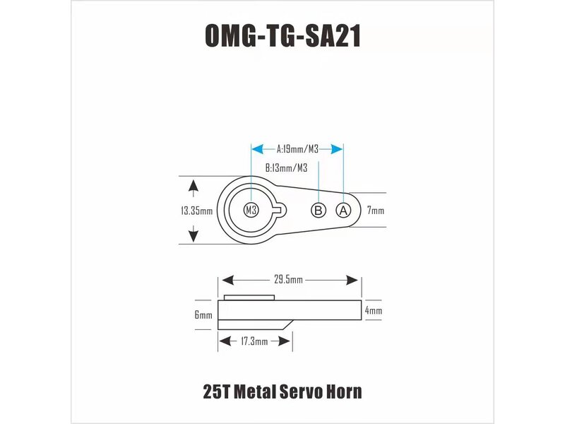 RC OMG Aluminium Servo Horn 25T 13/19mm / Color: Black